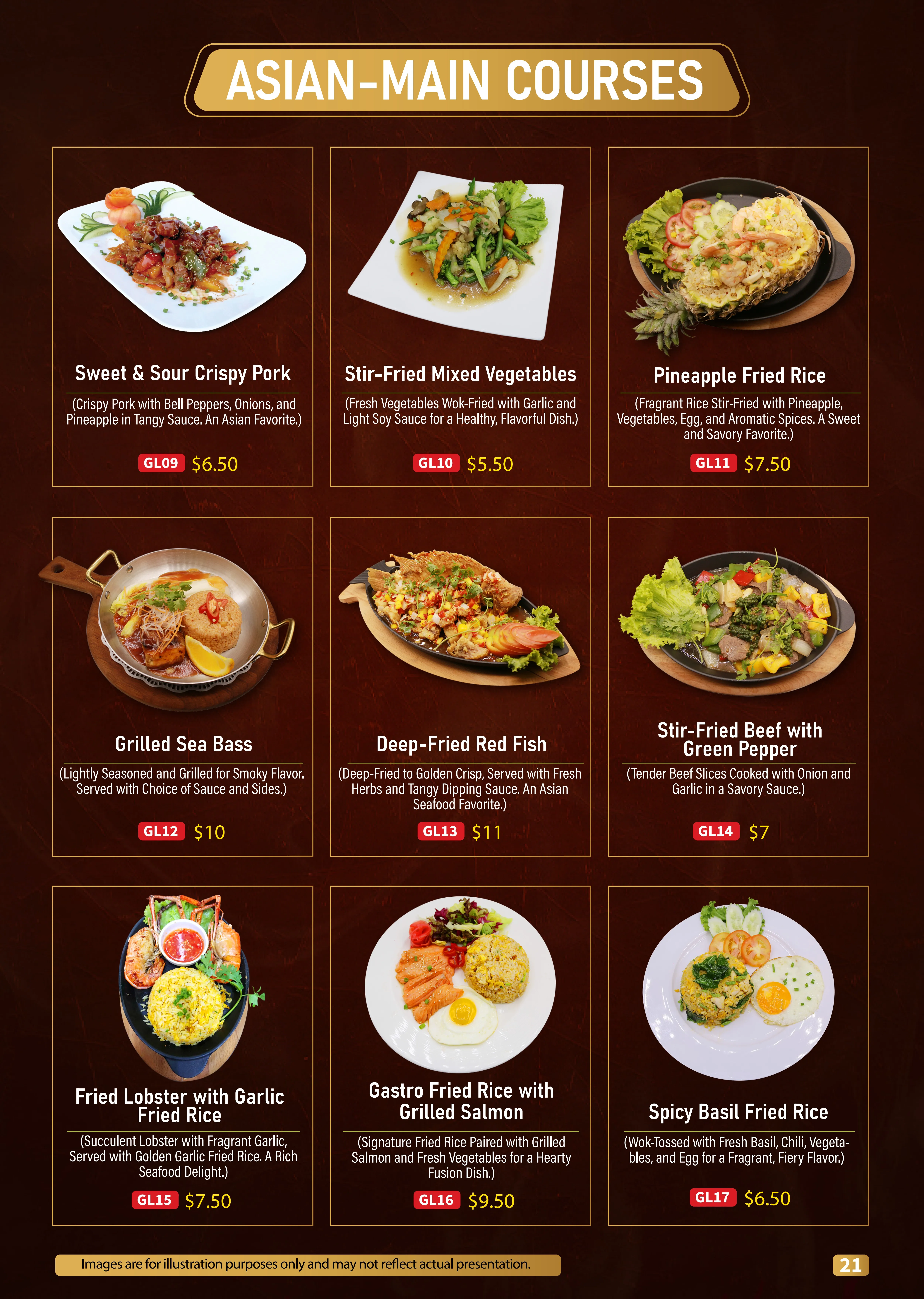 Asian Main Courses Menu 2